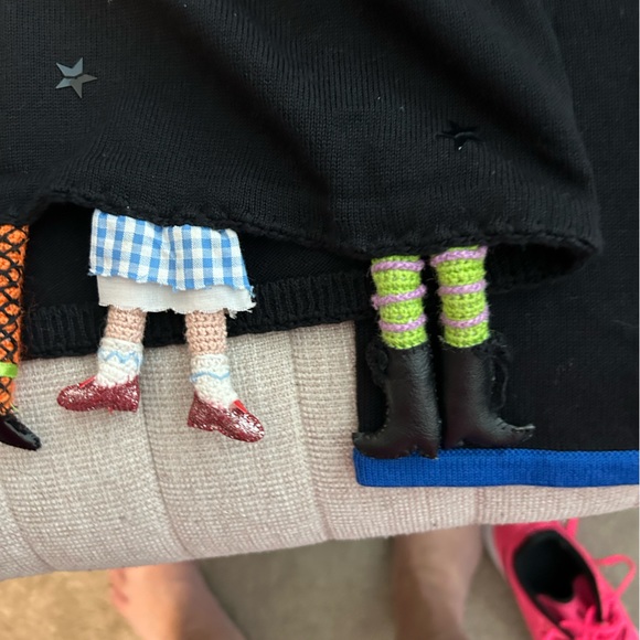 Vintage Halloween Michael Simon Size M Witch Costumed Feet Cardigan with Stars - Picture 6 of 7